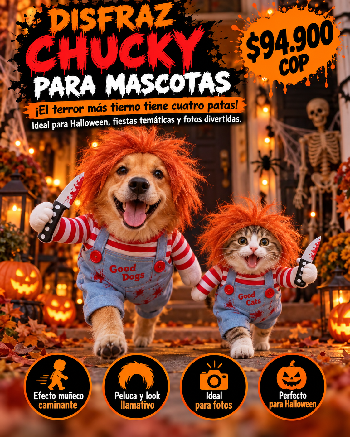 DISFRAZ DE CHUCKY PARA MASCOTAS
