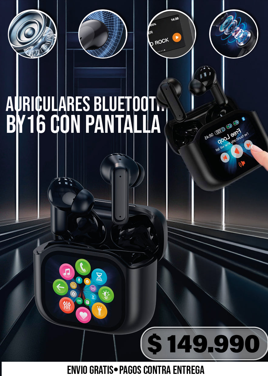 AURICULARES BLUETOOTH BY16 CON PANTALLA