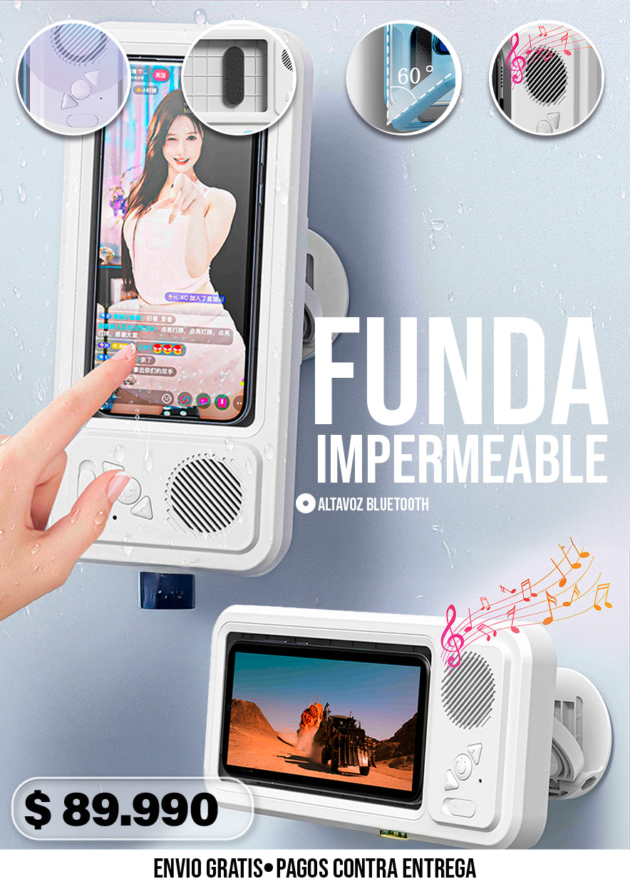 FUNDA IMPERMEABLE PARA TELÉFONO CON ALTAVOZ BLUETOOTH