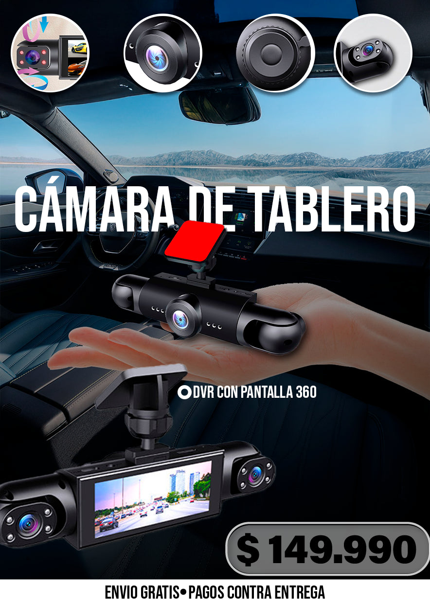 CÁMARA DE TABLERO DVR CON PANTALLA 360